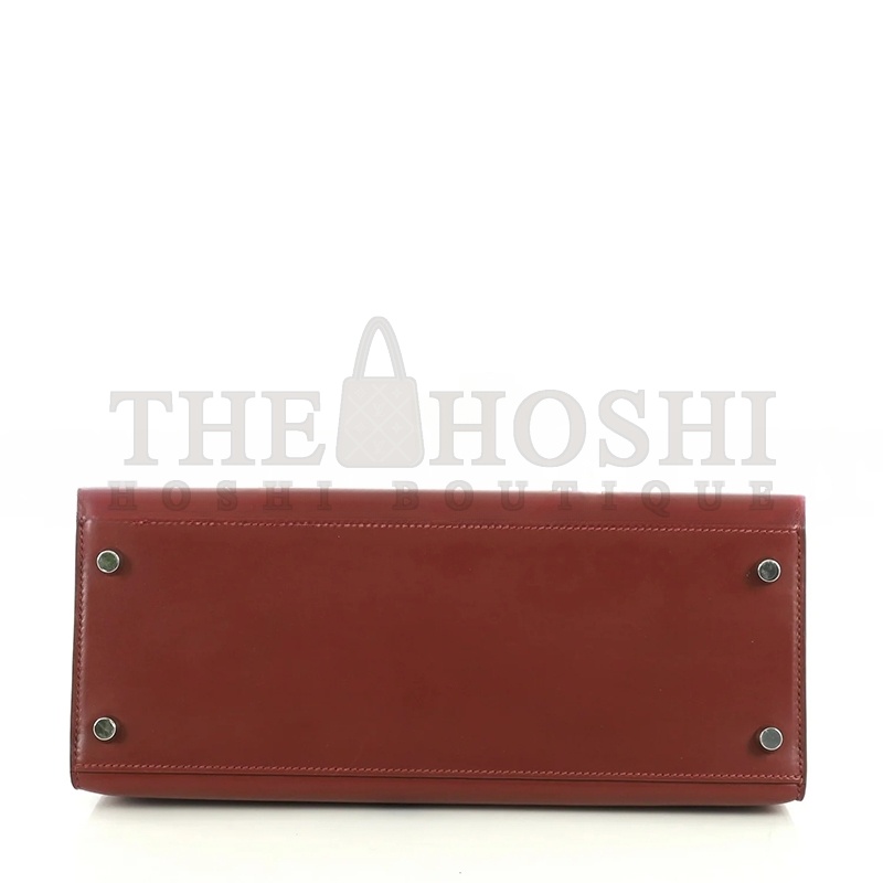 H**me5 KELLY 25 BOX BORDEAUX WITH PALLADIUM HARDWARE (25*17*7cm) Master Quality